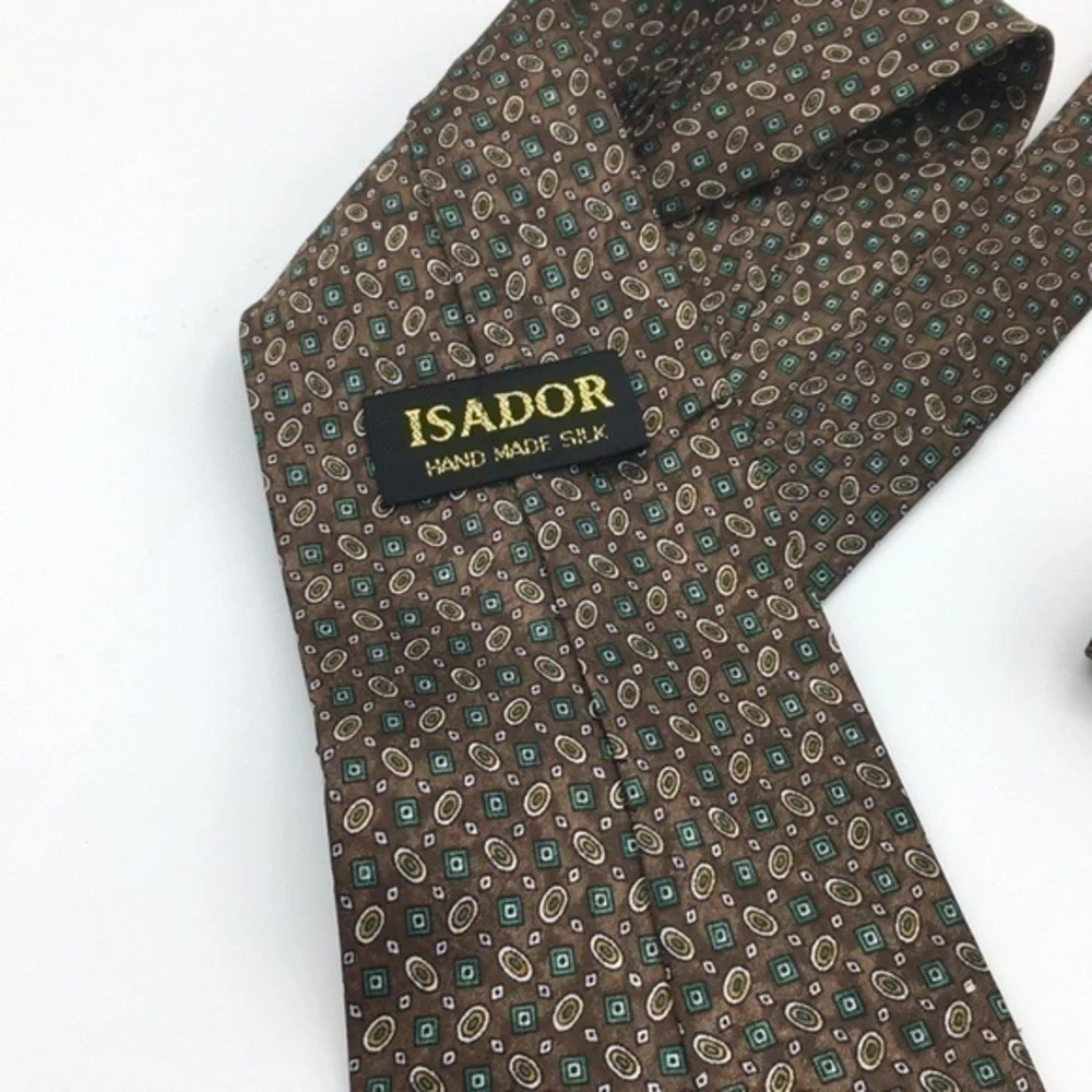 ISADOR brown pattern silk tie